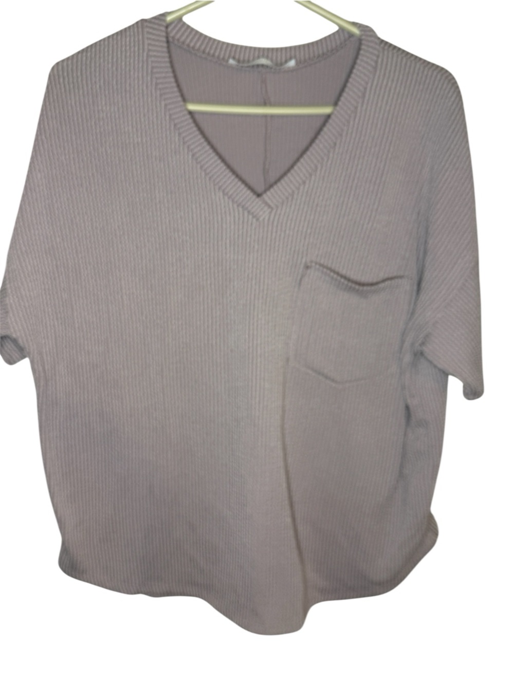 Altar'd State Lavender Purple Waffle Knit V-Neck Pocket Tee M